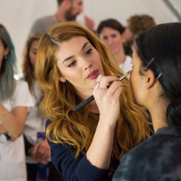 Lauren Anderson for Avon Backstage at Dennis Basso fall winter 2015