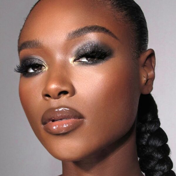 Model is wearing Pat McGrath  Labs Luminous Legends Eye Shadow Duo: Astral Noir holiday 2024 blingingbeauty.com gift guide