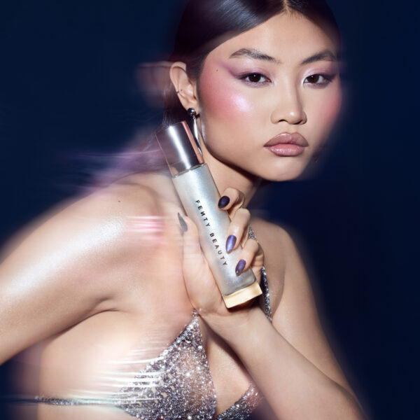 Model wearing FENTY BEAUTY DIAMOND BOMB CAPSULE COLLECTION Body Lava Body Luminizer How Many Carats?! --Launching 8/1 at ULTA BEAUTY & FENTY BEAUTY