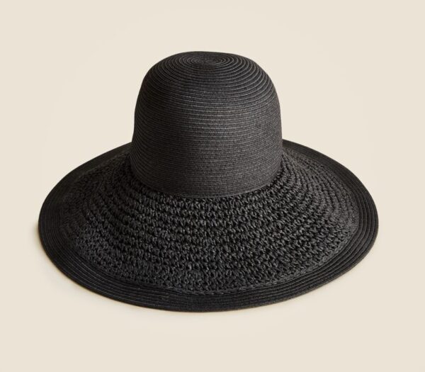 J CREW Textured summer straw hat IN BLACK
