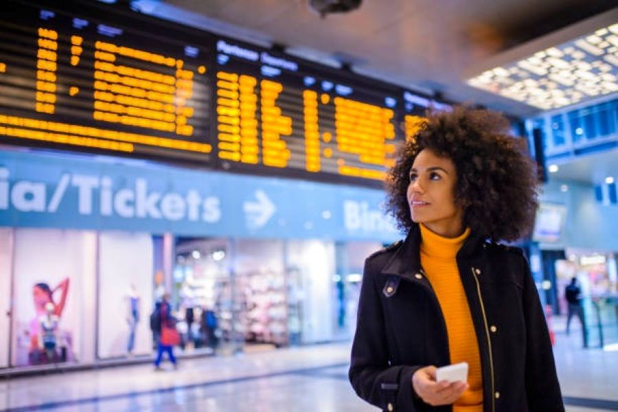 Back Woman Traveling in airport