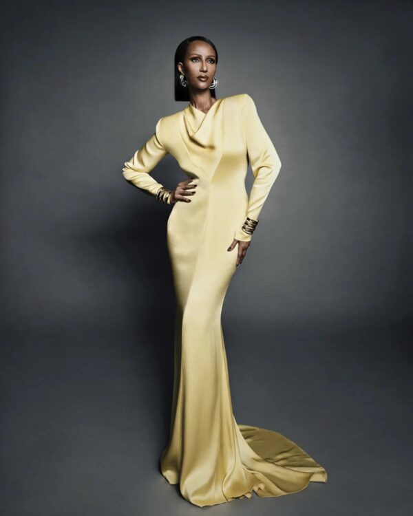 IMAN ELLE SPAIN NOVEMBER 2025 Wearing Satin Dress by Stella McCartney Photographed by Desiree Mattson