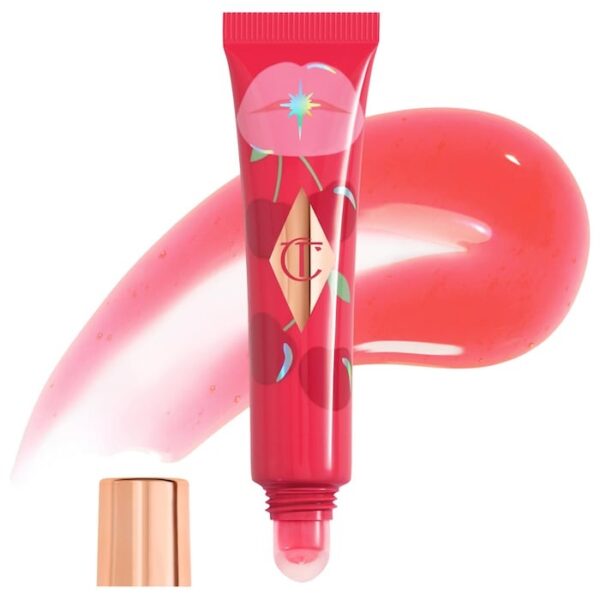 National Wear Red Day®Charlotte Tilbury Unreal Lips Healthy Glow Nectar Lip Oil with Hyaluronic Acid and Vitamin E in Juicylicious Cherry Glaze